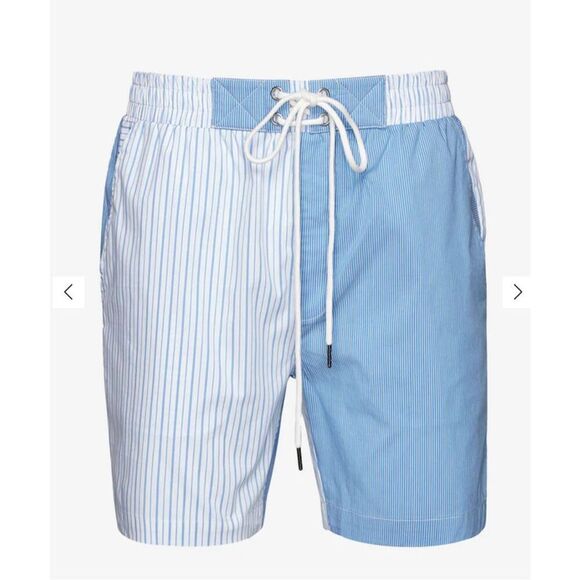 Revolve SER.O.YA Board Shorts Mens Medium Blue Striped Ziggy Swim Trunks NWT - Picture 1 of 12